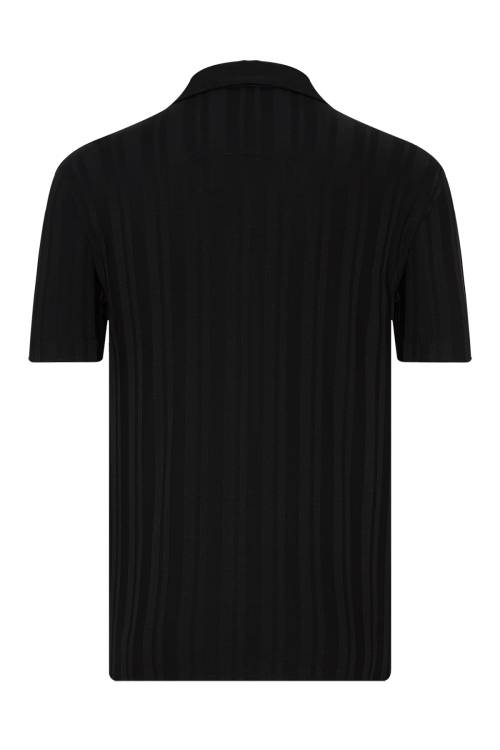 Siyah Polo Yaka Dokulu Gömlek 2YXE2-45920-02 - 3