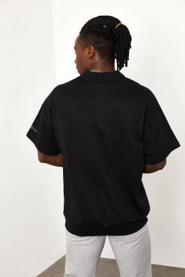 Siyah Polo Yaka Oversize Tişört 1YXE1-44943-02 - 8