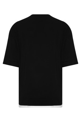 Siyah Ribana Detaylı Oversize Tişört 2YXE2-45950-02 - 3