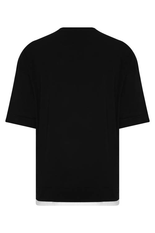 Siyah Ribana Detaylı Oversize Tişört 2YXE2-45950-02 - 3