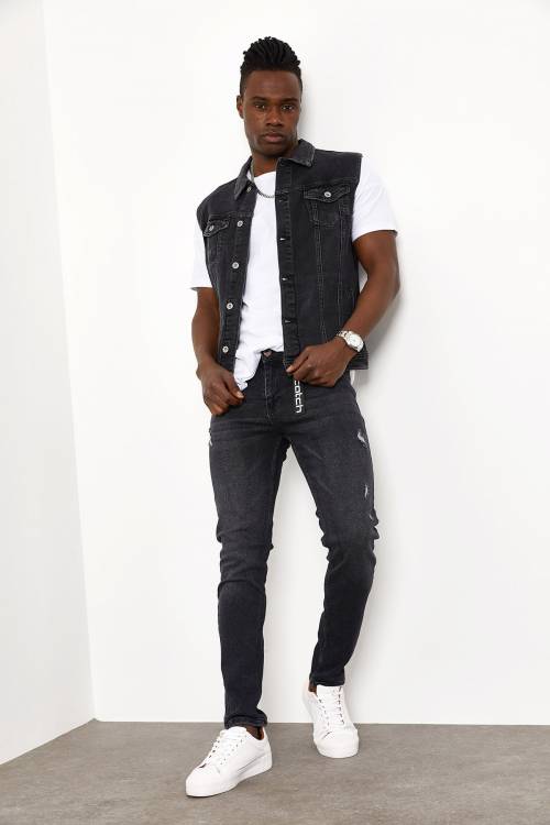 Siyah Slim Fit Jeans 1YXE5-44985-02 - 4