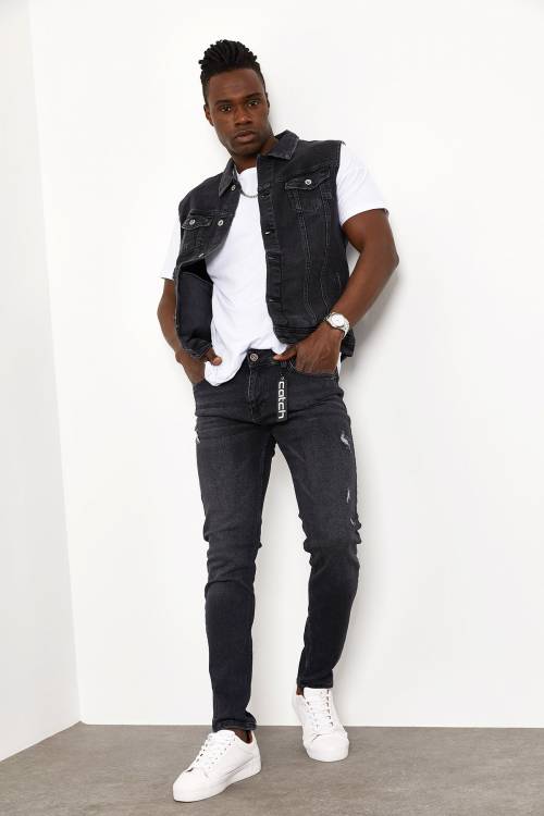 Siyah Slim Fit Jeans 1YXE5-44985-02 - 5
