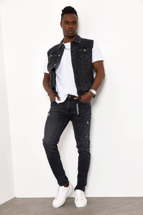 Siyah Slim Fit Jeans 1YXE5-44985-02 - 6