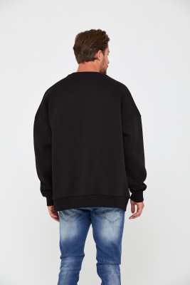 Siyah Üç İplik Baskılı Sweatshirt 2KXE8-45498-02 - 5