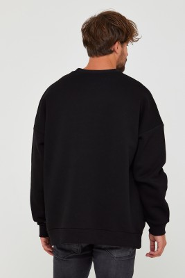 Siyah Üç İplik Baskılı Sweatshirt 2KXE8-45501-02 - 6