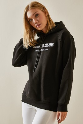 Siyah Yazı Detaylı Şardonlu Kapüşonlü Sweatshirt 4KXK8-47596-02 - 5