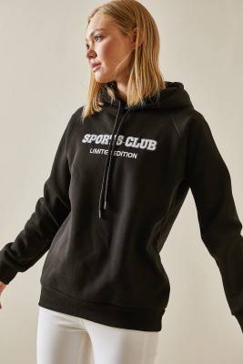 Siyah Yazı Detaylı Şardonlu Kapüşonlü Sweatshirt 4KXK8-47596-02 - 6