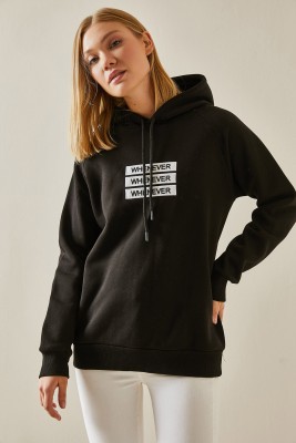 Siyah Yazı Detaylı Şardonlu Kapüşonlü Sweatshirt 4KXK8-47597-02 - 4