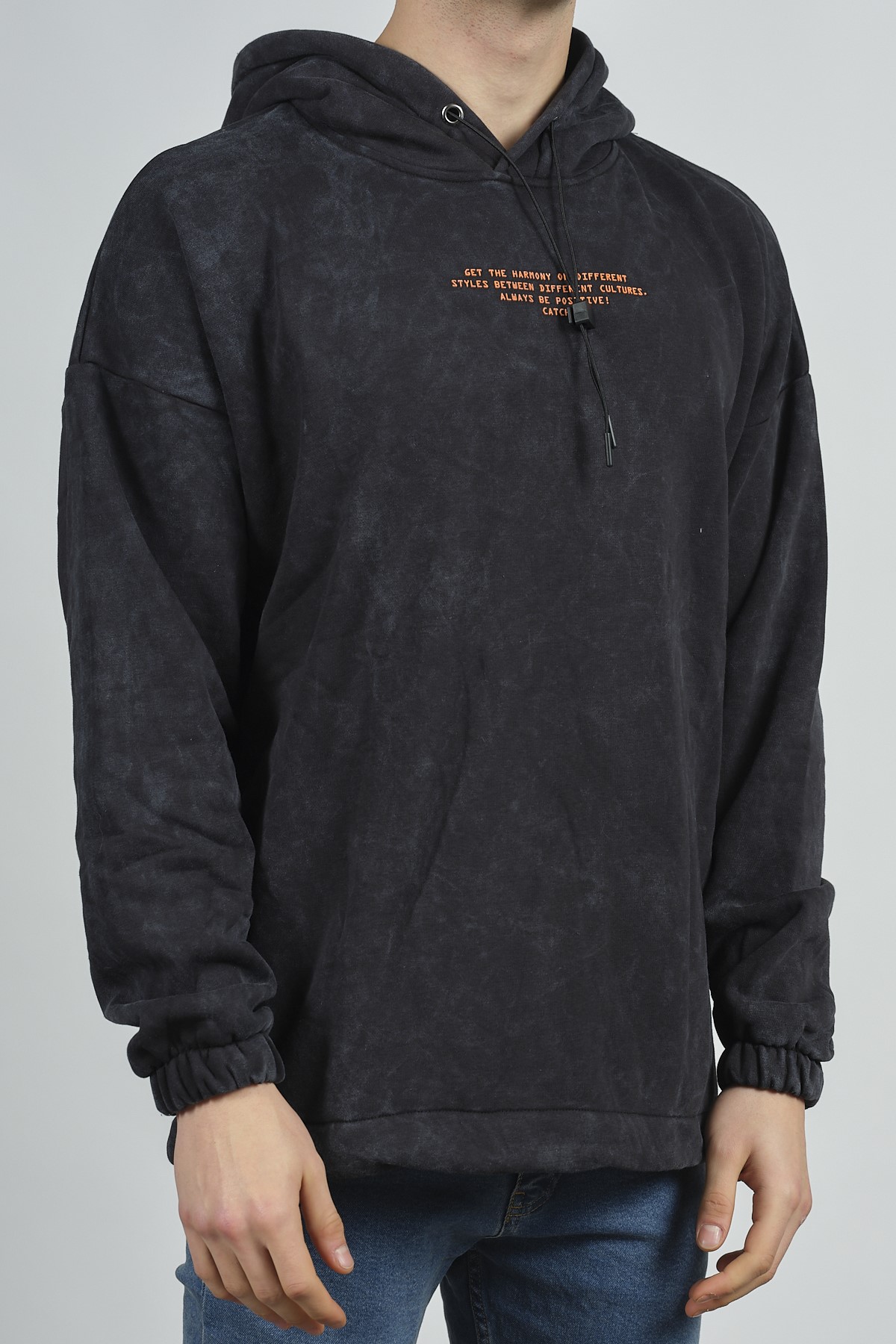 Siyah Yıkamalı Baskılı Sweatshirt 1KXE8-44282-02 - 1