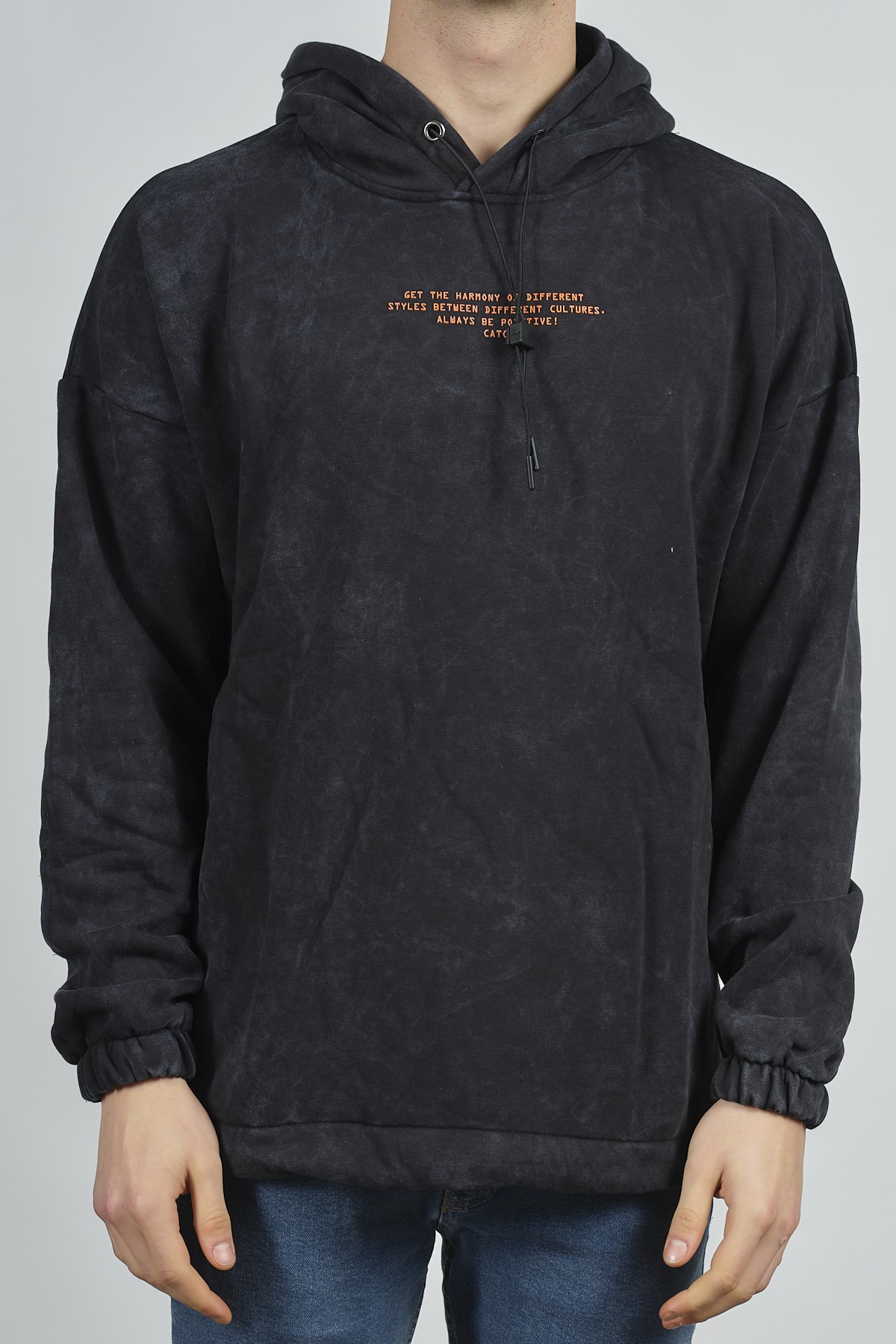 Siyah Yıkamalı Baskılı Sweatshirt 1KXE8-44282-02 - 4