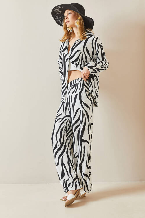 Siyah Zebra Desenli Dokulu İkili Takım 5YXK8-48031-02 - 3