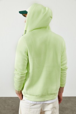 Su Yeşili Fermuarlı Kapüşonlu Basic Sweatshirt 2KXE8-45378-38 - 6
