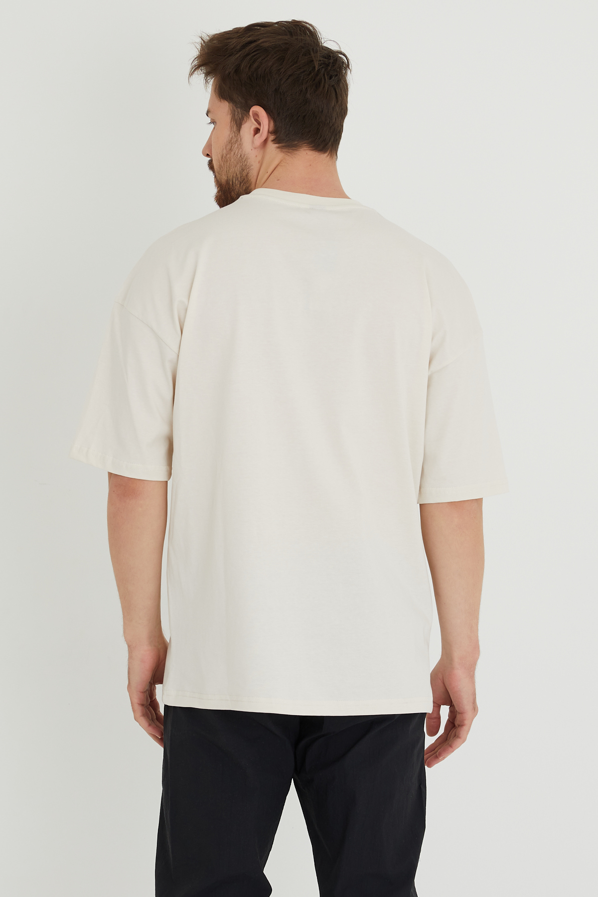 Taş Rengi Baskılı Oversize Tişört 1KXE1-44634-56 - 5