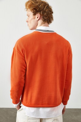 Turuncu Peluş Baskılı Sweatshirt 2KXE8-45351-11 - 7