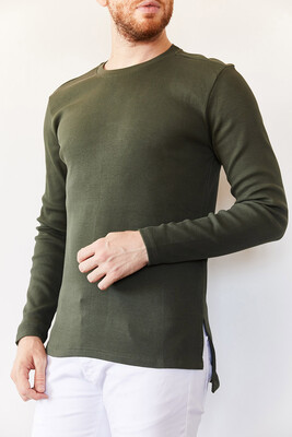 Yeşil Arkası Uzun Basic Sweatshirt 0YXE8-44042-08 