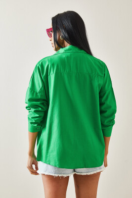 Yeşil Basic Düğmeli Gömlek 5YXK2-48270-08 - 6