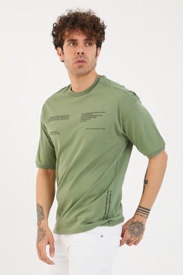 Yeşil Baskılı Oversize Tişört 1YXE1-44877-08 - 1