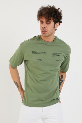 Yeşil Baskılı Oversize Tişört 1YXE1-44877-08 - 3