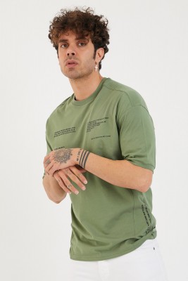 Yeşil Baskılı Oversize Tişört 1YXE1-44877-08 - 4
