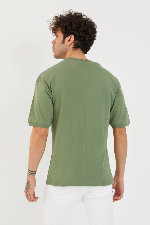 Yeşil Baskılı Oversize Tişört 1YXE1-44877-08 - 7