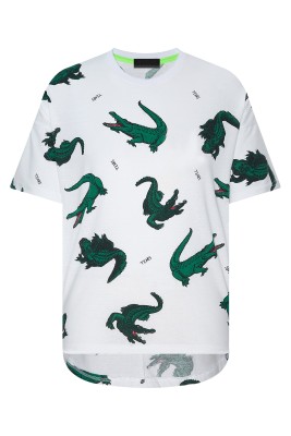 Yeşil & Beyaz Timsah Baskılı Oversize Tişört 2YXE2-45941-01 - 1
