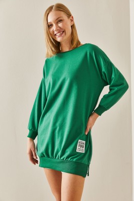 Yeşil Bisiklet Yaka Sweatshirt 3YXK8-47463-08 