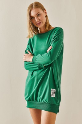 Yeşil Bisiklet Yaka Sweatshirt 3YXK8-47463-08 - 2