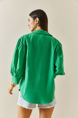 Yeşil Düğmeli Balon Kol Gömlek 5YXK2-48308-08 - 9