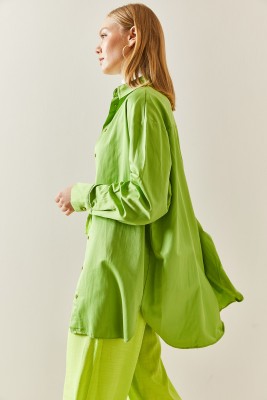 Yeşil Oversize Basic Gömlek 2YXK2-46510-08 - 5