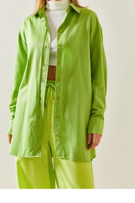 Yeşil Oversize Basic Gömlek 2YXK2-46510-08 - 1