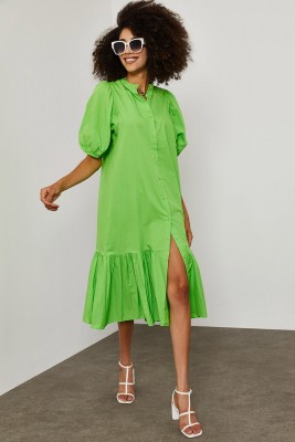 Yeşil Poplin MidiBoy Elbise 1YXK6-45253-08 - 1