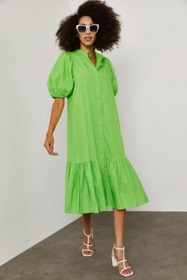 Yeşil Poplin MidiBoy Elbise 1YXK6-45253-08 - 2