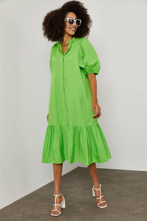 Yeşil Poplin MidiBoy Elbise 1YXK6-45253-08 - 3