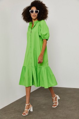 Yeşil Poplin MidiBoy Elbise 1YXK6-45253-08 - 4