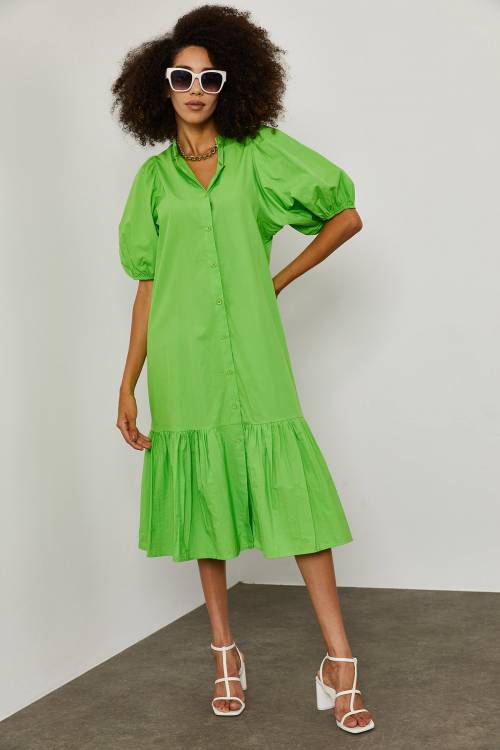 Yeşil Poplin MidiBoy Elbise 1YXK6-45253-08 - 6