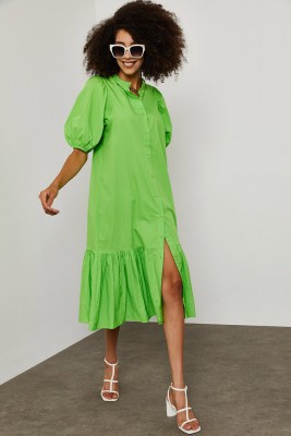Yeşil Poplin MidiBoy Elbise 1YXK6-45253-08 - 7
