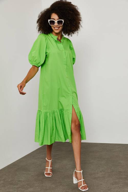 Yeşil Poplin MidiBoy Elbise 1YXK6-45253-08 - 7