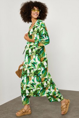 Yeşil Tropik Desen Kimono Takım 1YXK2-45151-08 - 4