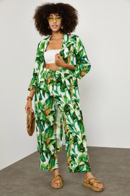 Yeşil Tropik Desen Kimono Takım 1YXK2-45151-08 - 5