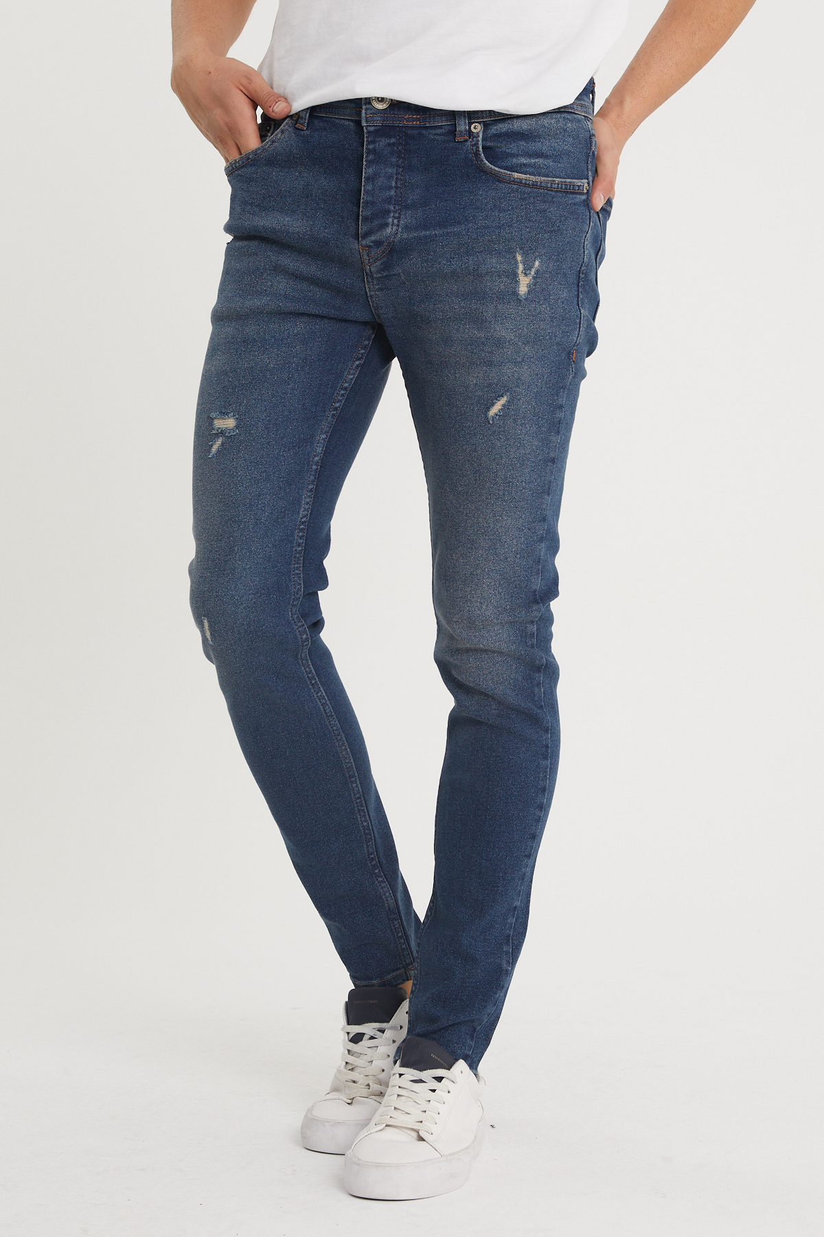 Yıkamalı Lacivert Slim Fit Jean Pantolon 1KXE5-44352-48 