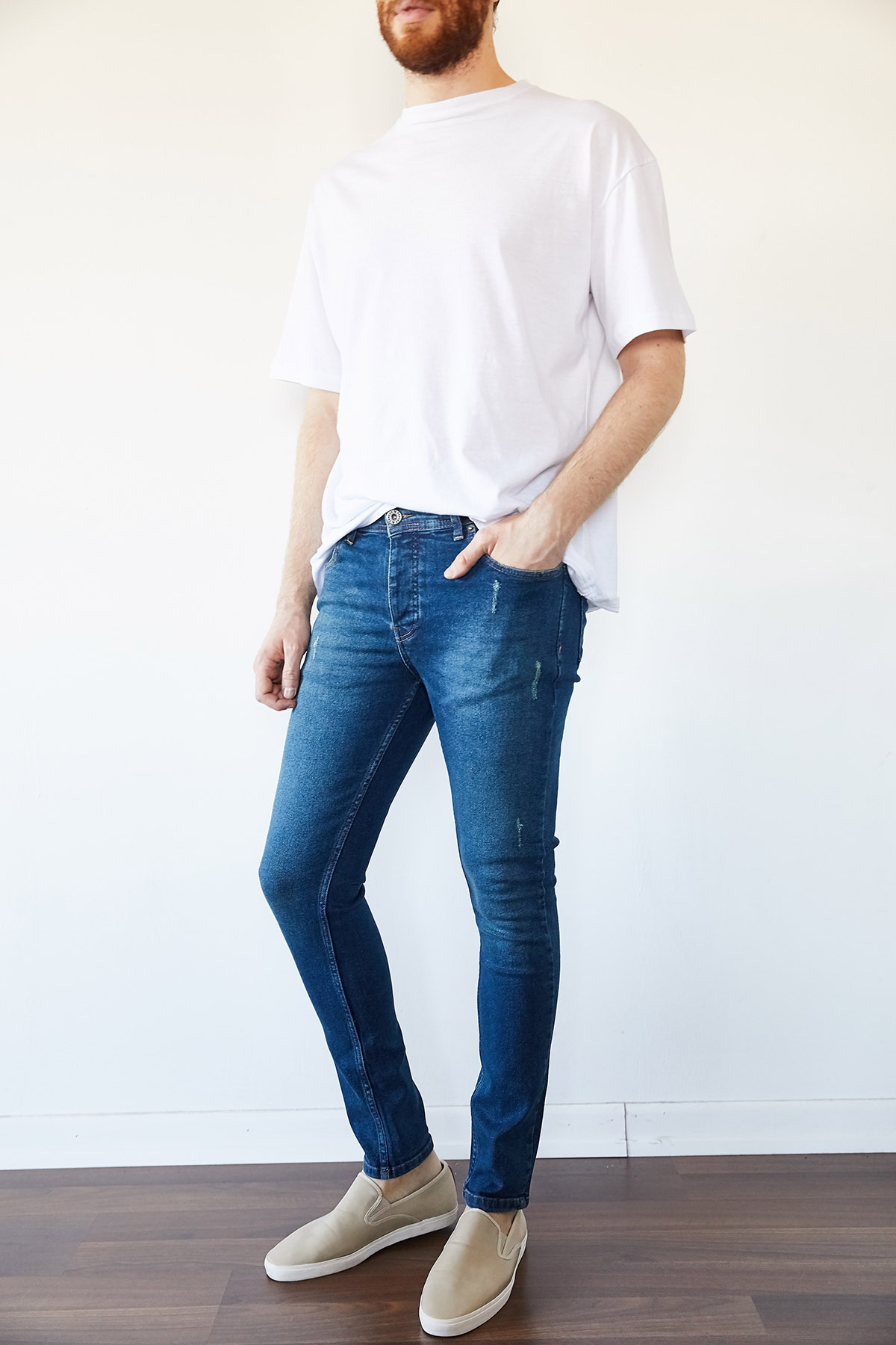 Yıkamalı Mavi Slim Fit Jean Pantolon 1KXE5-44256-49 - 4