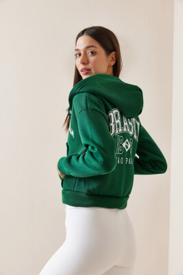 Zümrüt Yeşili Kapüşonlu & Baskılı Sweatshirt 5YXK8-48911-44 - 8