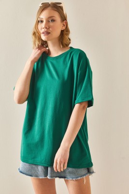 Zümrüt Yeşili Oversize Basic Tişört 3YXK1-47087-44 