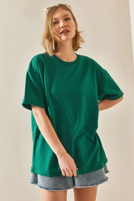 Zümrüt Yeşili Oversize Basic Tişört 3YXK1-47087-44 - 4