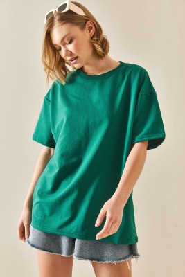 Zümrüt Yeşili Oversize Basic Tişört 3YXK1-47087-44 - 5