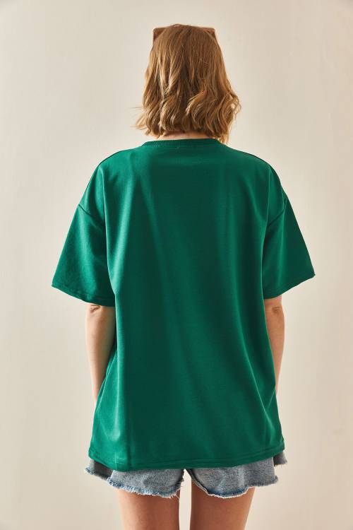 Zümrüt Yeşili Oversize Basic Tişört 3YXK1-47087-44 - 6